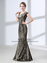 Elegant Gold Sequins Formal Prom Pagaent Evening Dress